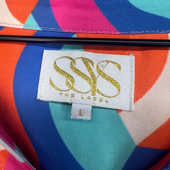 SSYS The Label Womens Short Sleeve V-Neck Geometric Abstract Print Tops Lot of 2 - Picture 2 of 10